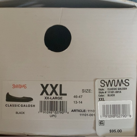 SWIMS Men’s Overshoe Galosh Waterproof Black Size XXL 12-13 New in Box - Picture 6 of 6